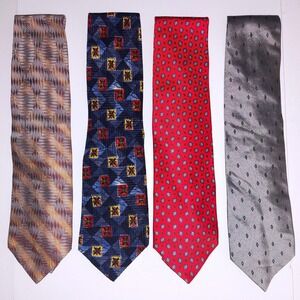 Paolo da Ponte Designer Vintage Silk Ties Hand Made in Italy 4 Neckties EUC